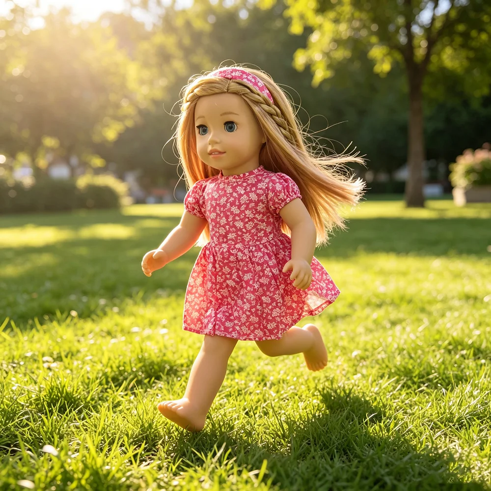 18 Inch Doll Floral Princess Dress Trendy Princess Style Matching Doll Two-Piece Set Suitable for 18 Inch Dolls, Doll Accessorie