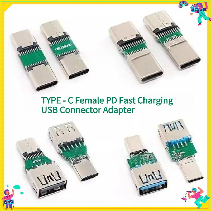 2PCS   USB Adapter TYPE - C Female/male To USB/TYPE - C Female PD Fast Charging USB Connector Adapter   Usb C Connector