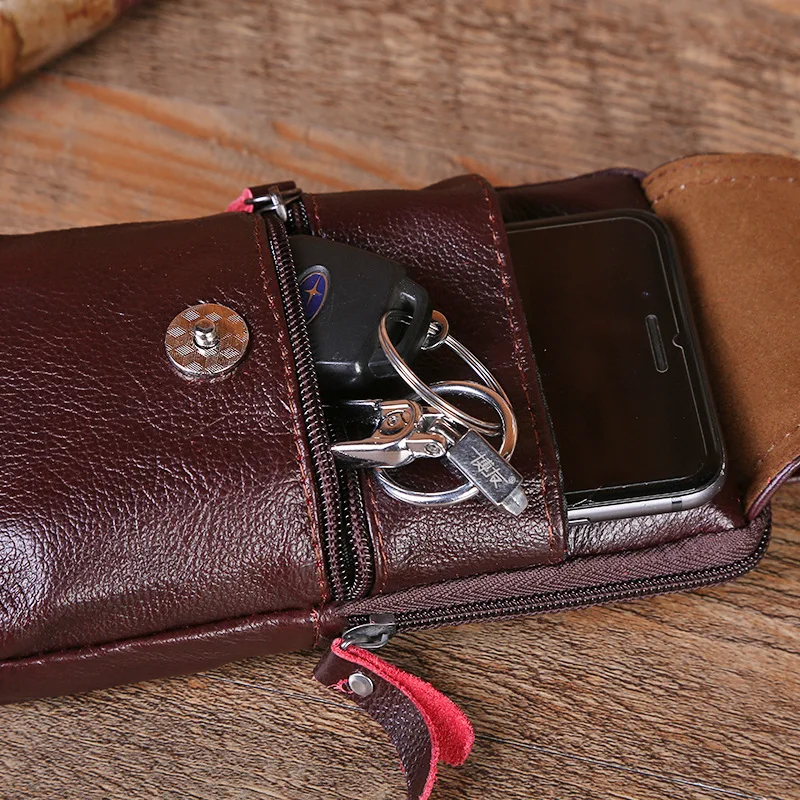 الرجال تخزين الهاتف المحمول الخصر شنقا المحفظة جلد البقر الأعمال للماء العمودي متعدد الوظائف تغيير المحفظة حزام الخصر حقيبة