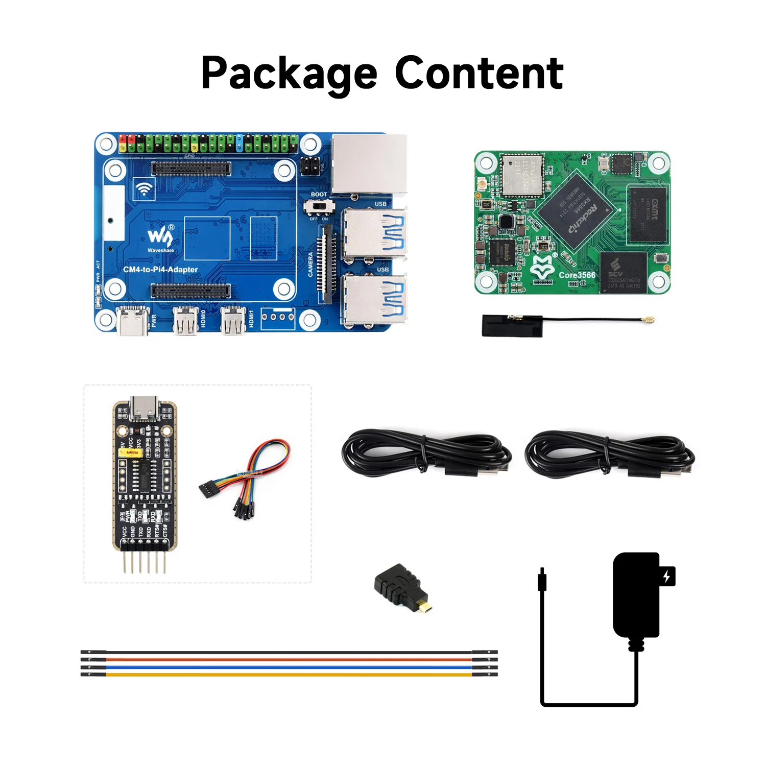 Imagem -02 - Waveshare Core3566 Módulo Kit Processador Quad-core Compatível com Raspberry pi Cm4 Rockchip Rk3566