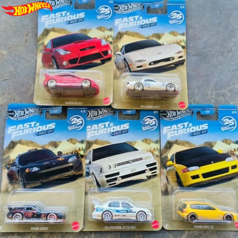 Hot Wheels HNR88-P Serie Fast & Furious Toyota Celica Mazda RX-7 Volkswagen Jetta Honda Civic 1:64 Coche de Juguete Coleccionable de Metal Fundido a Presión