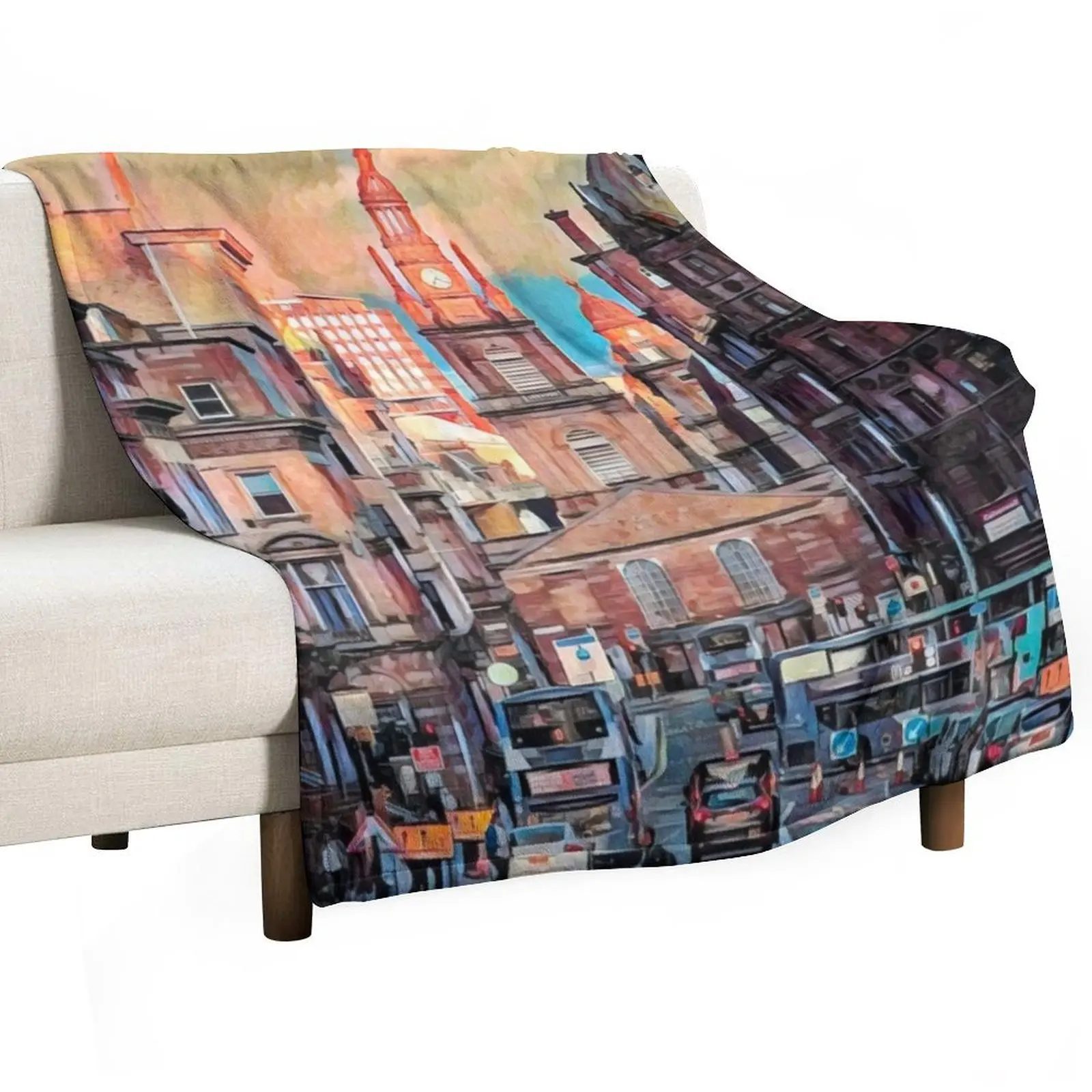 Glasgow Streets Throw Blanket heavy to sleep Furry Plaid on the sofa Moving Picnic Retros Blankets