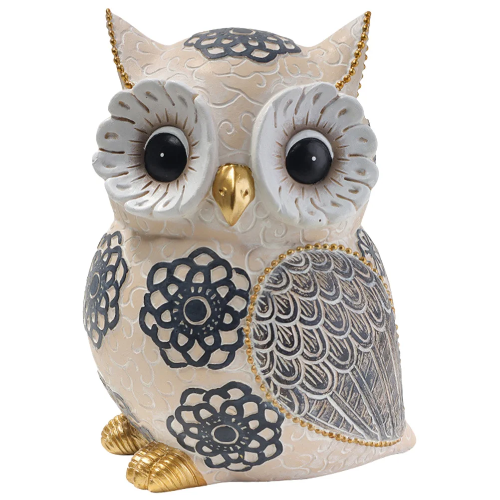 Desktop Owl Ornament Resin Made Statue Decoration Small Creative Home Garden Decorative Piece for Office Table Shelf