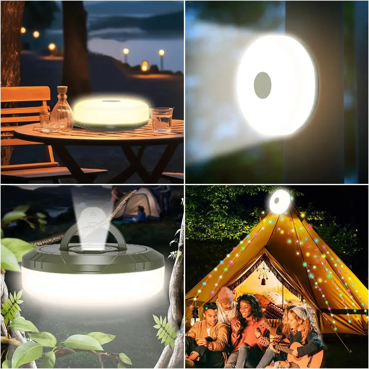 Multifunctional 4 in 1 Design Camping Light String USB Rechargeable Outdoor Tent Decor Light XTE LED Flashlight with Magnet Hook