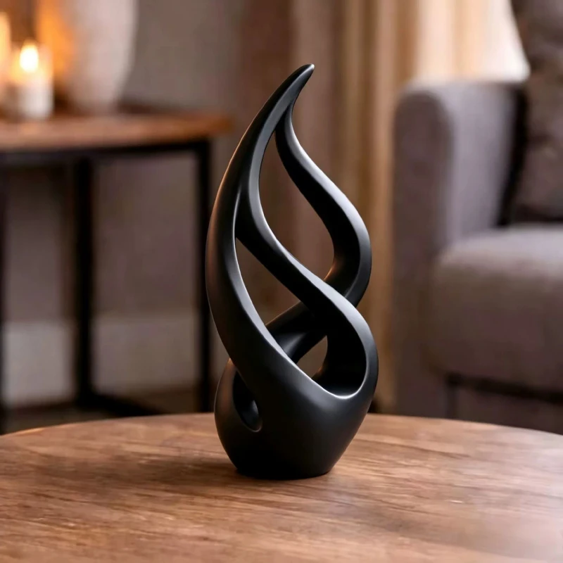 Nordic Streamline Abstract Floor Sculpture, Intertwined Hollow Curve Resin Statue, For Entrance Hallway Villa Decoration