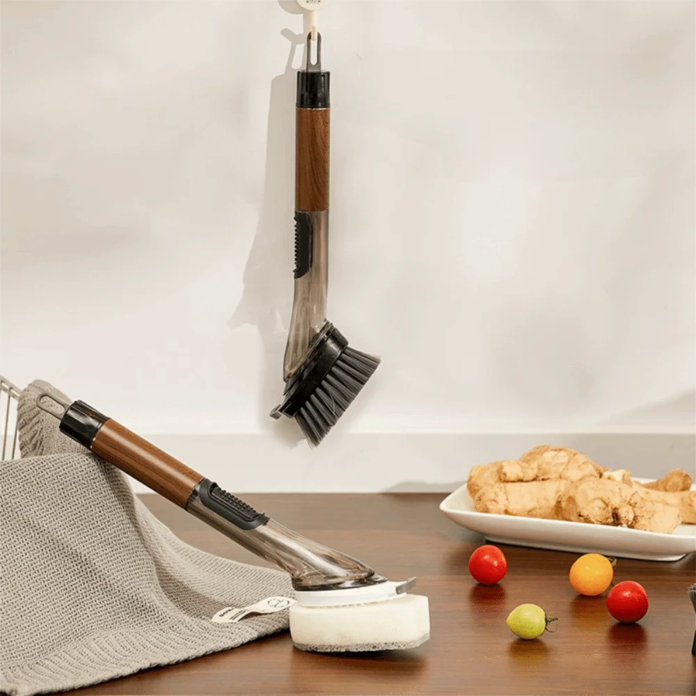 

Эргономичный дозатор мыла, щетка для мыла, сменная головка, длинная ручка, щетка для чистки кастрюли с губкой из древесной целлюлозы, скруббер для кастрюли, посуда