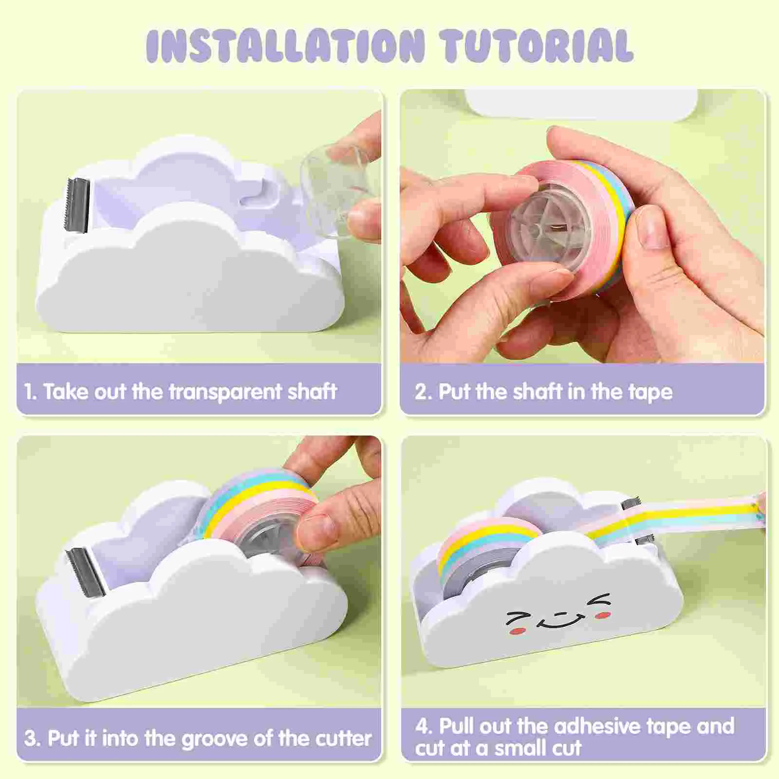 Tape Lightweight Dispenser Desktop Stationery for Kids Adhesive Plastic Fun