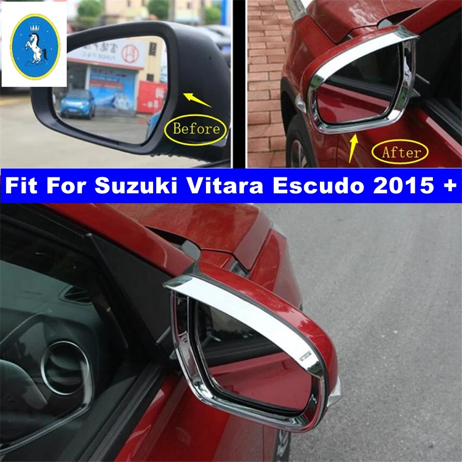 

For Suzuki Vitara Escudo 2015 - 2019 Rearview Mirror Rain Eyebrow Deflector Blades Rear View Back Mirror Accessories Cover Trim