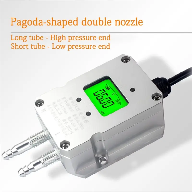 AB41-0-3 Kpa Digital Air Pressure Transducer 0-20Ma Output, Micro Differential Pressure Transmitter With LCD Screen For HVAC