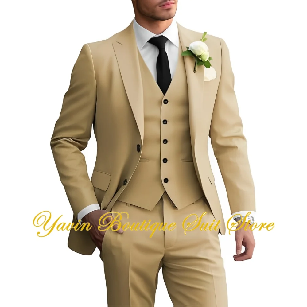 

Formal Men's Suit 3 Piece Set Slim Fit Jacket Vest Pants Suits for Men Wedding Tuxedo Fashion Prom Men Suits