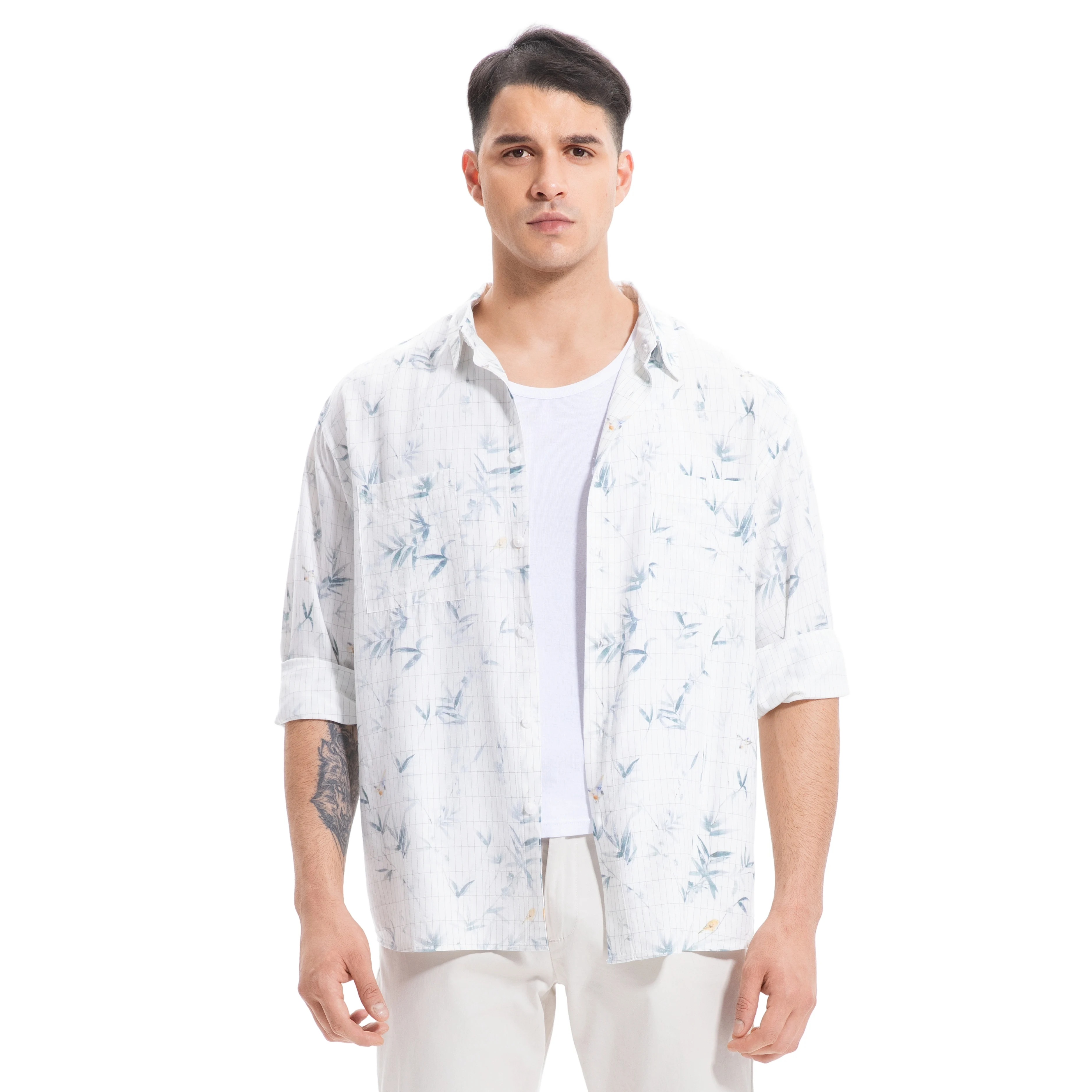 Men's Anti-Radiation Shirt | 95% Cotton 5% Silver Fiber | Bamboo Pattern