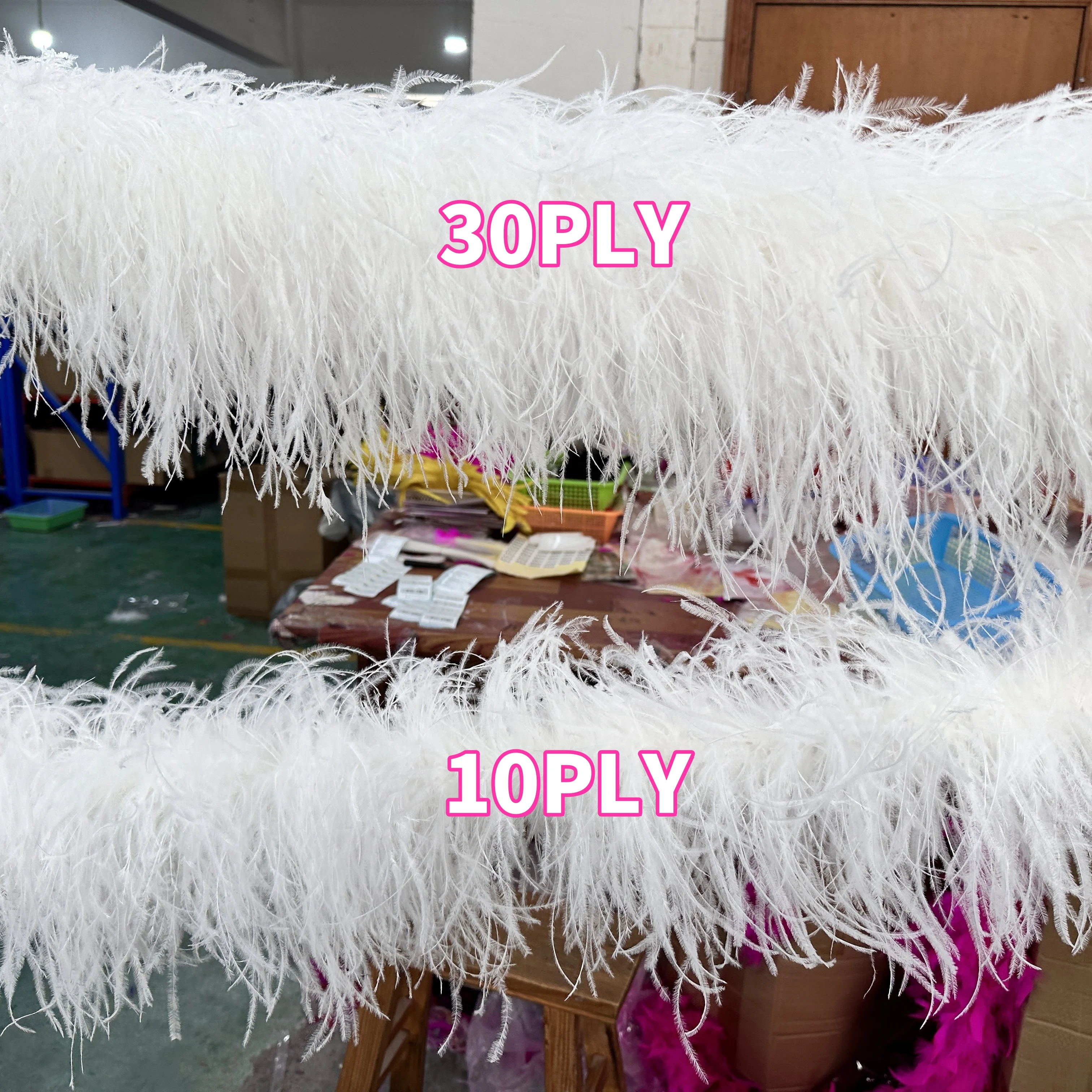 

2M White Ostrich Feather Boa 6 10 15 20 30Ply Thick Feather Shawl Plumas Trim Ostrich Feathers for Dance Clothes Sewing Crafts