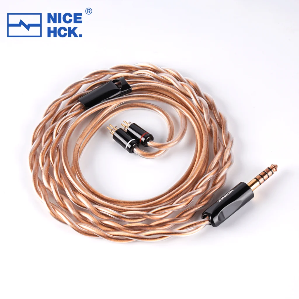 NICEHCK AACKing-Kabel, vergoldet, 7N OCC + Kupfer-Platin-Legierung + hochleitfähiges Kupfer-HiFi-IEM-Kopfhörerkabel, OFC-Stecker, 2-polig, V16