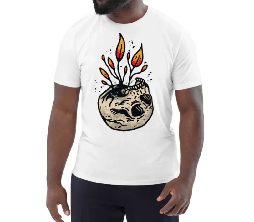 

Hot-selling summer men's skull sapling print fashion casual retro short-sleeved T-shirt street comfort trend cotton T-shirt