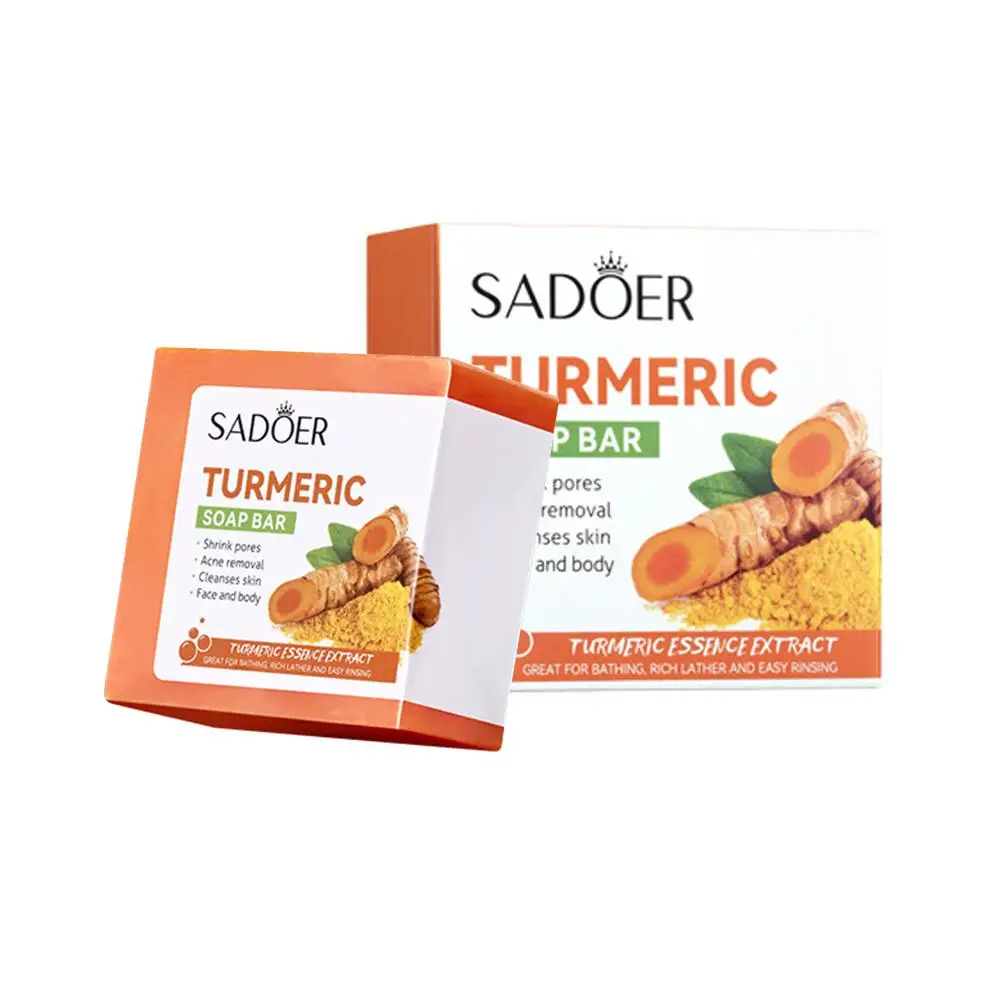 Turmeric Soap Refine Pores Remove Acne Gentle Cleaning Oil Excess Natural Bar Skin Care Treatment Acne Removes Skin Soap K1Y0