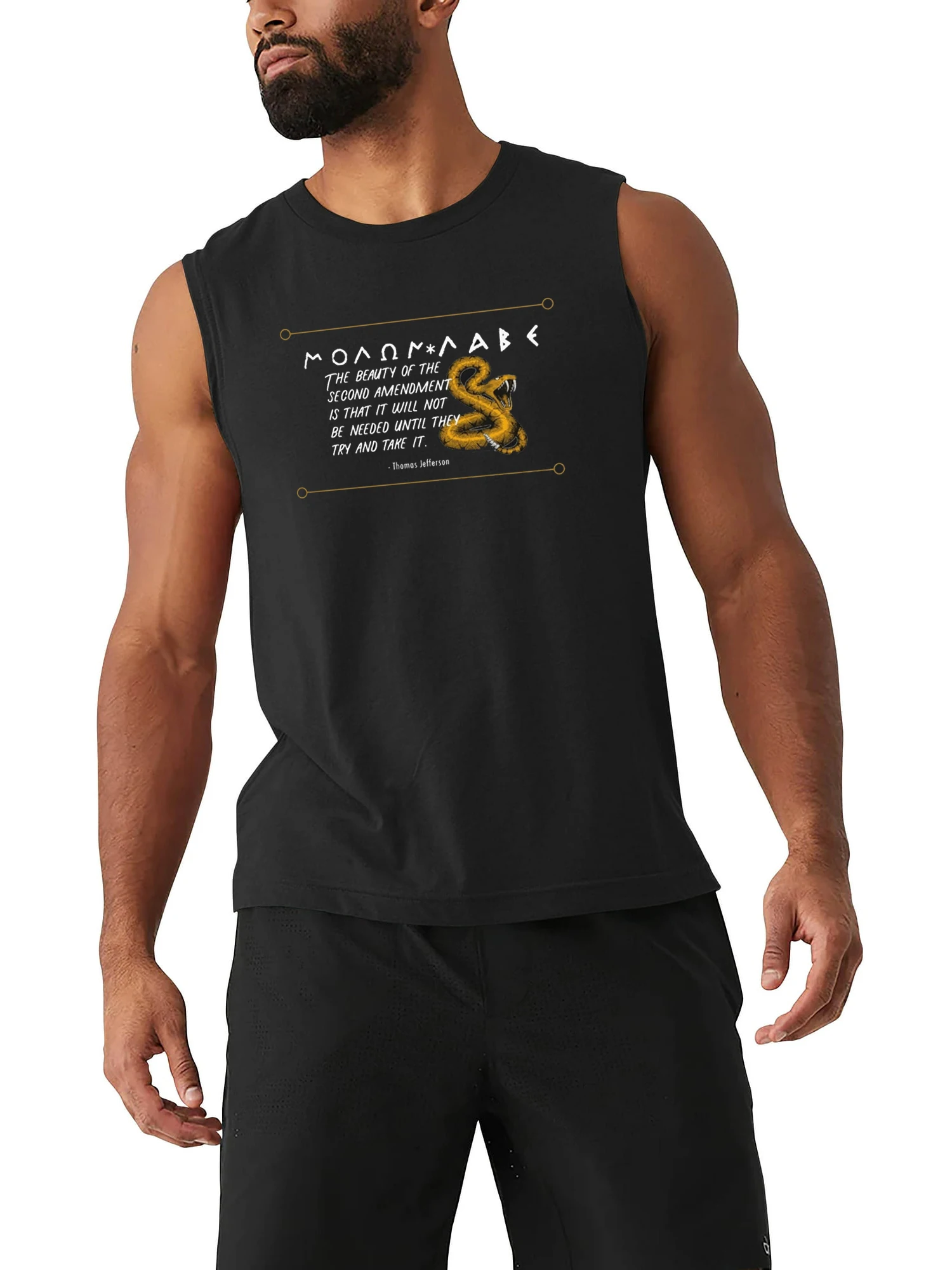 Thomas Jefferson 2nd Amendment Famous Sayings Labe Vests 100% Cotton O-Neck Summer Casual Mens Tank Top Sleeveless T-shirt