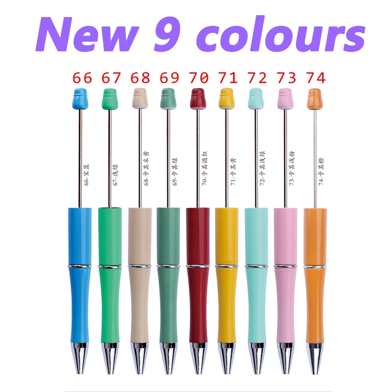 20pcs New Color Bead Ballpoint Pen DIY Charm Beadable Pens Beaded Craft Pen Refill School Office Supplies Students School Making