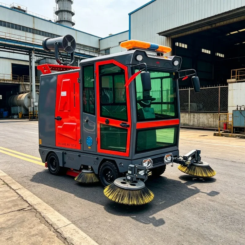 Ride on Industrial Sweeping Machine Customized Electric Enclosed Cab Street Floor Vacuum Cleaner Vehicle