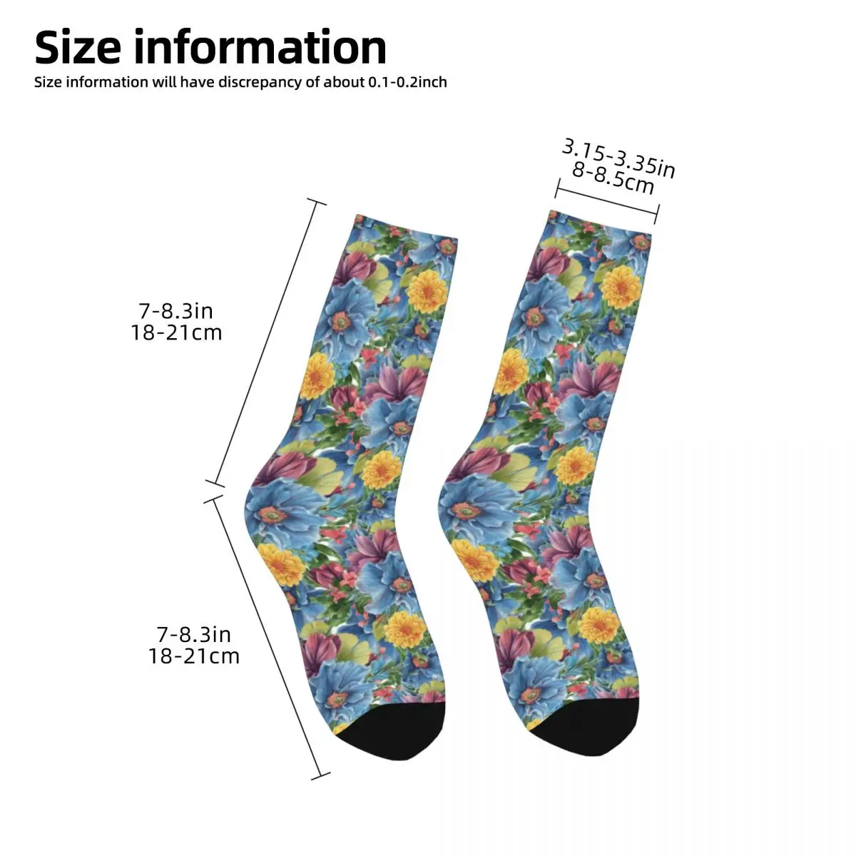 Colorful Flower Socks Winter Elegant Floral Print Stockings Funny Couple Warm Soft Socks Graphic Running Non Slip Socks