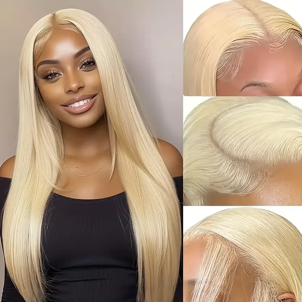 

613 HD Transparent Lace Frontal Wig 13x6 Blonde Bone Straight 100 Human Hair Wigs Pre Plucked High Density Brazilian Real Hair