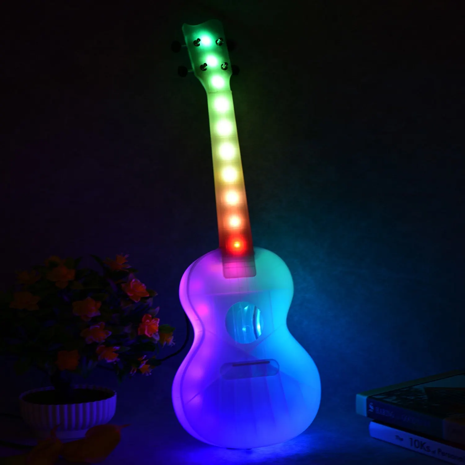 

SU-30 23 Inch Concert Ukulele Colorful LED Lighting Smart Ukelele Uke Carbon Strings with Gig Bag USB Charging Cable