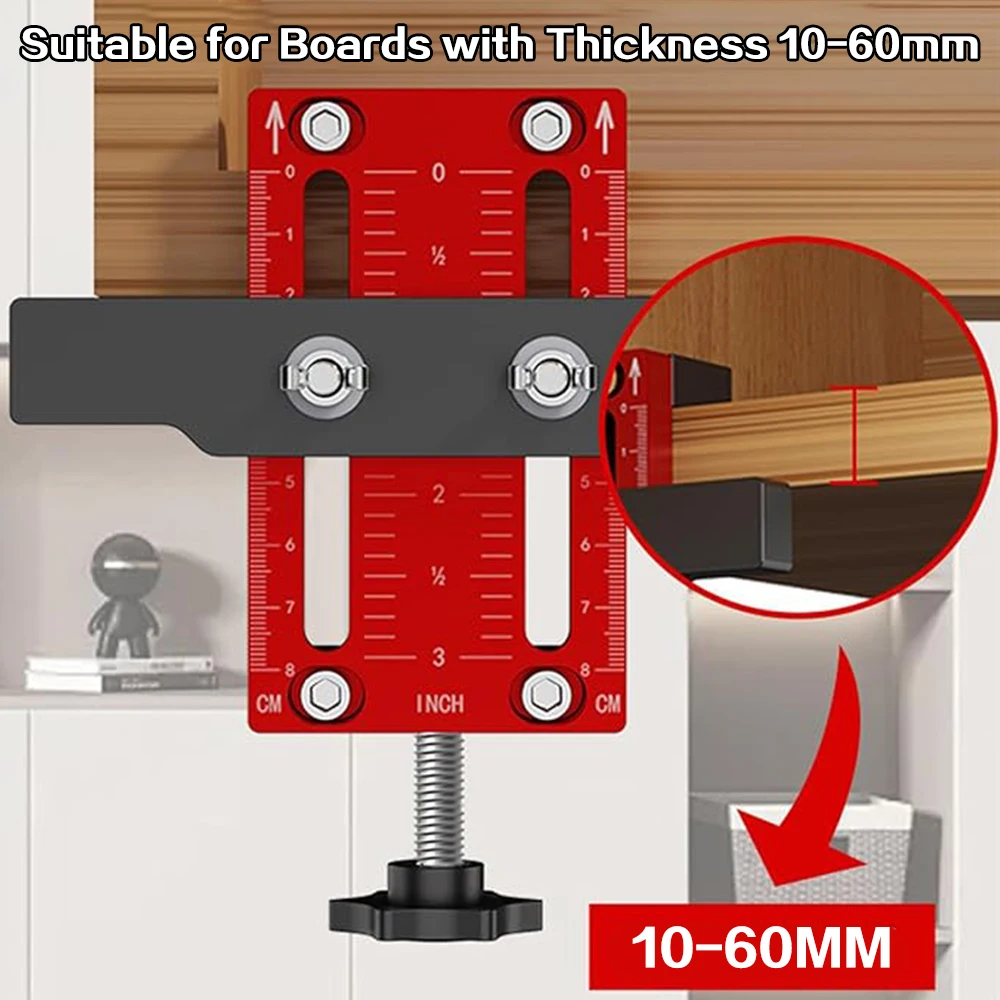 Cabinet Door Mounting Jig for Installing Cabinets with Support Arm&Clamp Aluminum Alloy Cabinet Door Install Positioner Punch