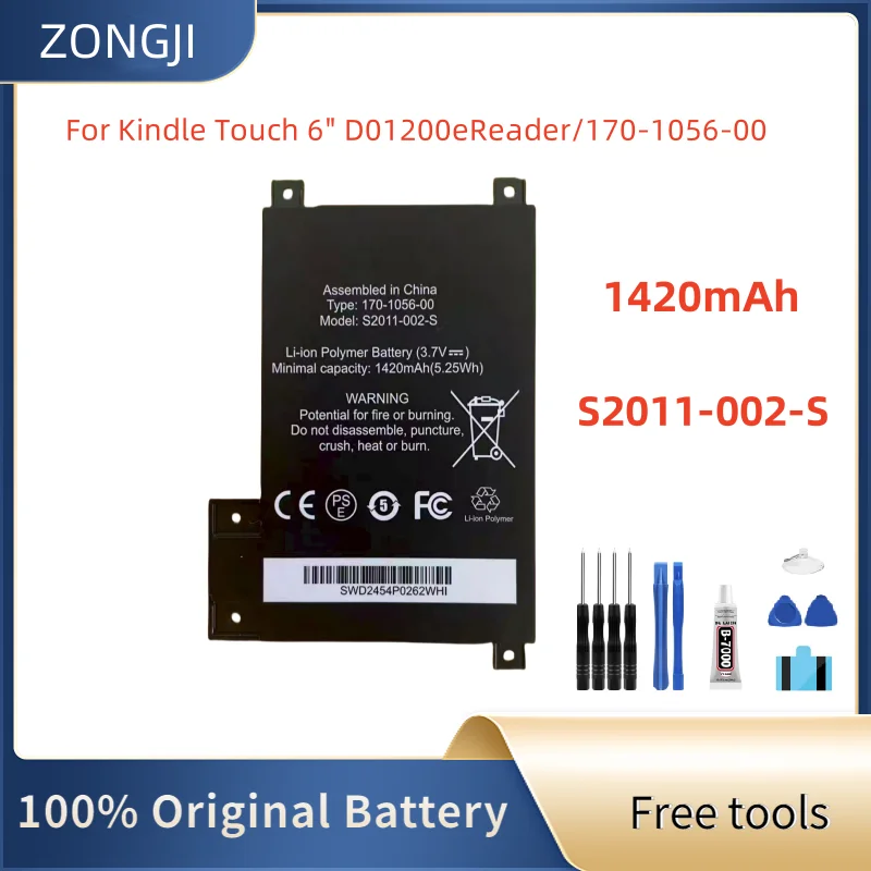 

Новый аккумулятор 1420 мАч S2011-002-S для kindle touch S2011-002-A DR-A014 170-1056-00 D01200 Kindle 5 Touch 6 "считыватель