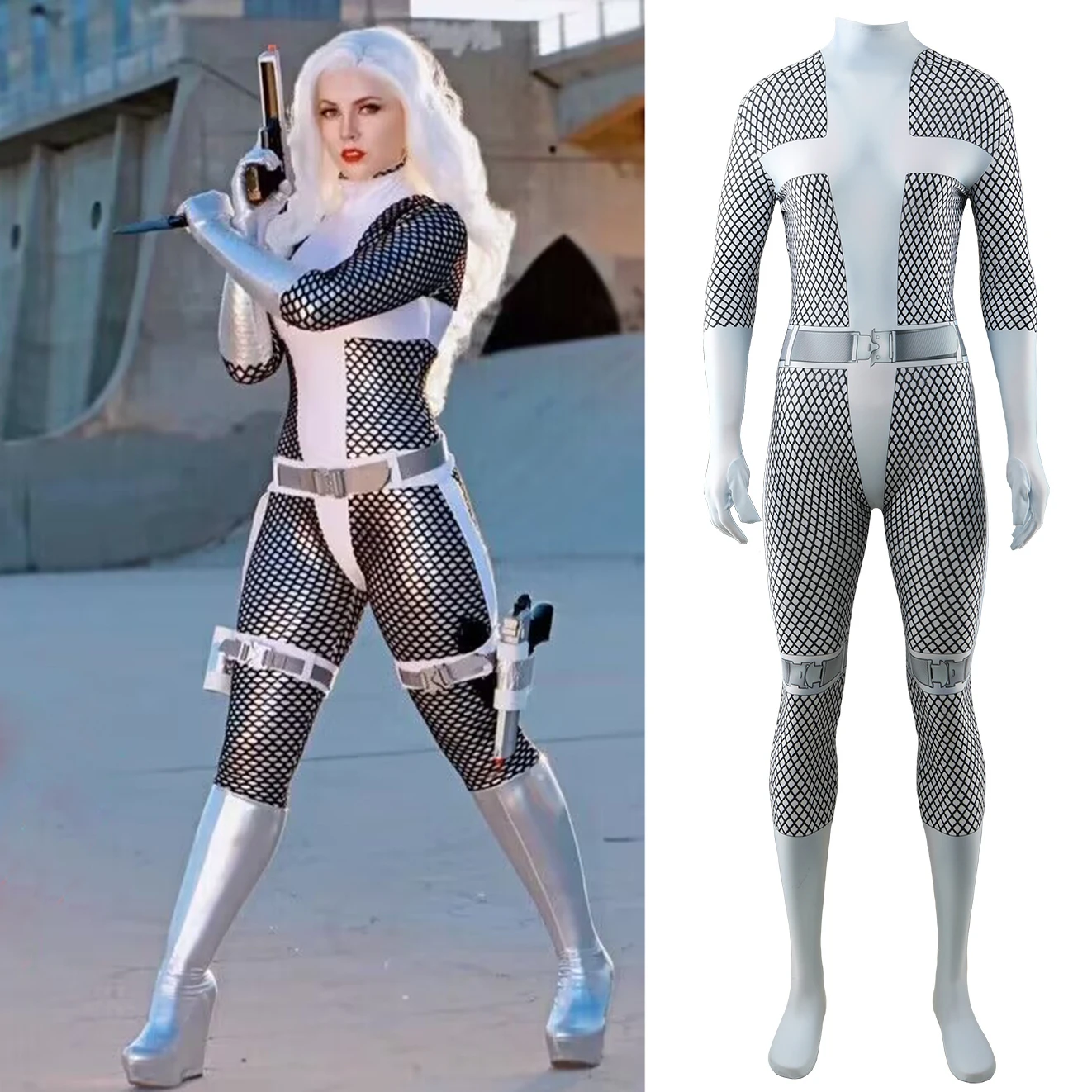 Silver Sable Girls Cosplay Costume Superhero 3D Printed Spandex Halloween Costume Women Silver Sable Zenzai Suits for Adult Kids