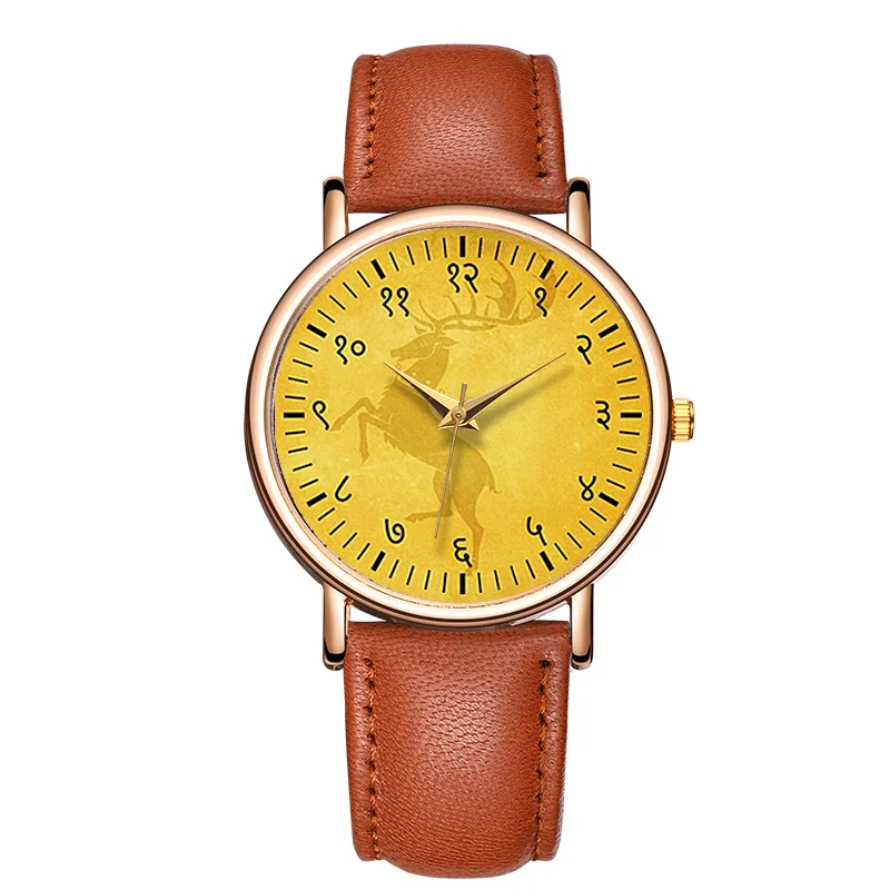 Quartz Watch For Girl Ladies Minority Personality Round Dial Watch Genuine Leather Waterproof Watch Zegarek Damsk