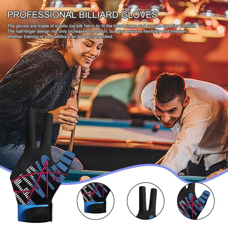 Three Finger Billiards Gloves Sport Billiards Unisex Pool Cue Gloves Perfect Fit Billiard Equipment For Amateur And Professional