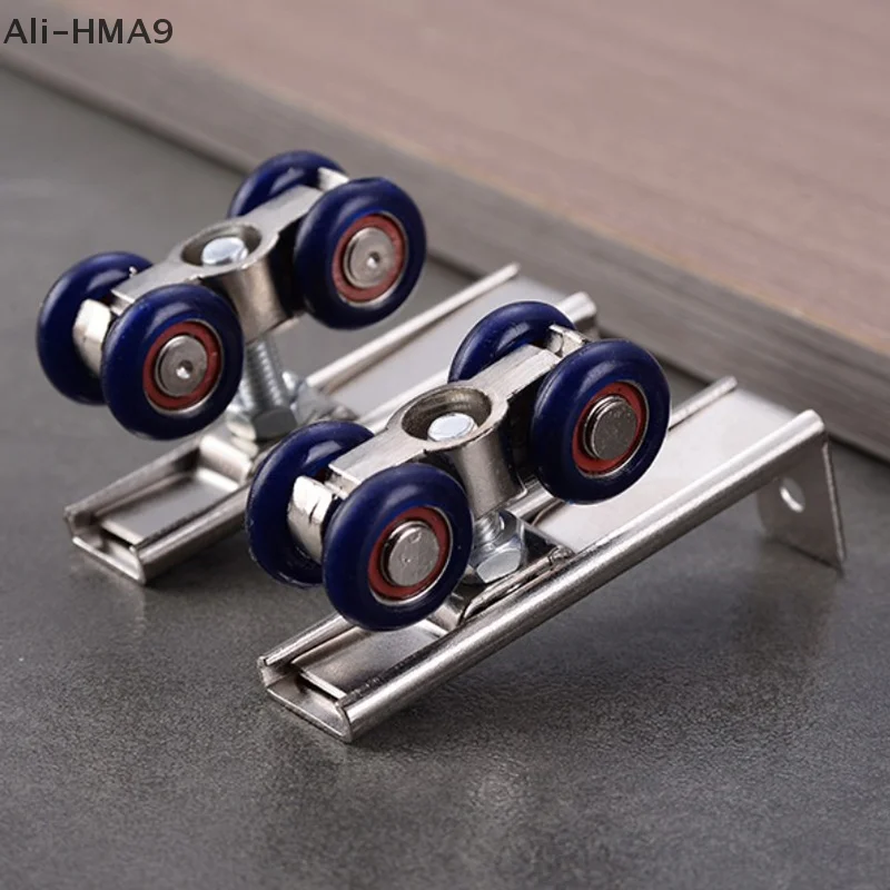 

HMA9-Sliding Door Roller Hardware Slide Doors Pulley 4 Wheels Home Room Wood Door Hanging Wheels Rail Track Pulley
