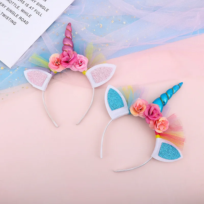 Unicorn Horn Headband Girls Festival Headbands Bowknot Hairband Children Birthday Party Hair Accessories Gift