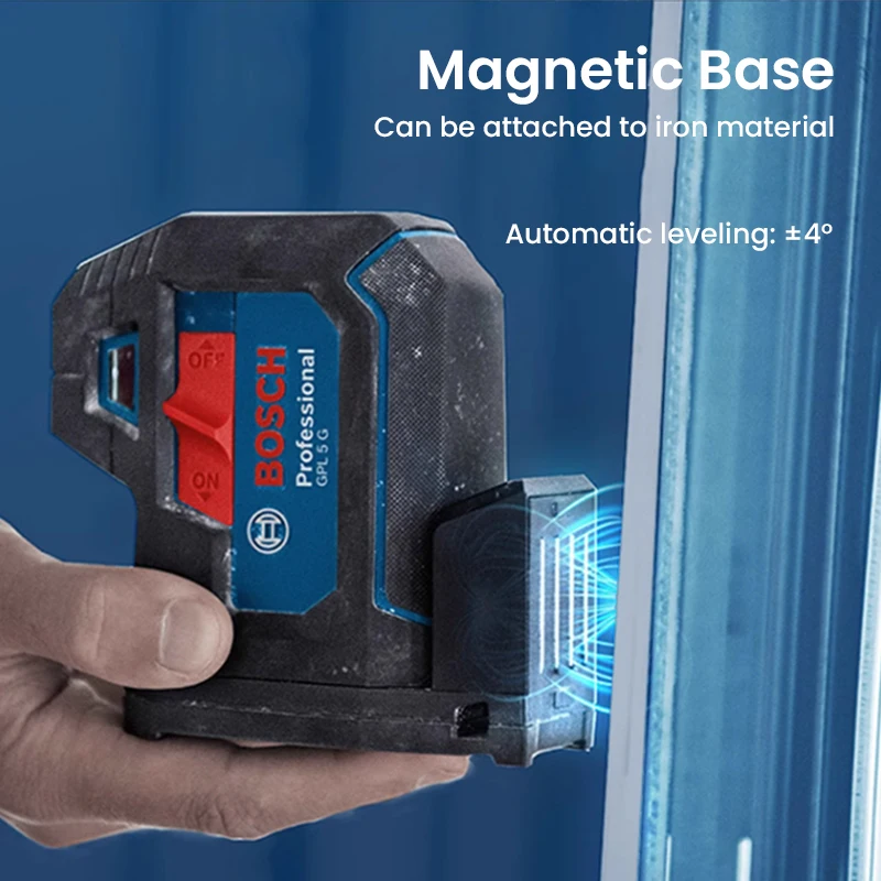 Imagem -03 - Bosch-nível Laser Impermeável com Base de Sucção Magnética Luz Verde à Prova de Poeira Linhas Gpl3g Gpl5 500540 Lumens 30m Ip65