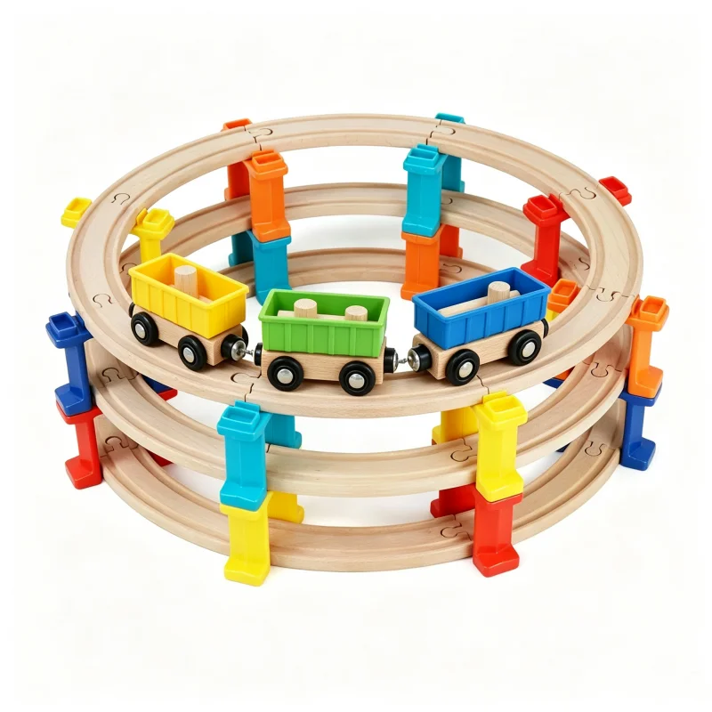Wooden Magnetic Train Car Locomotive Toy Wood Railway Car Accessories Toys Multifunctional Diecast Engineering Vehicle