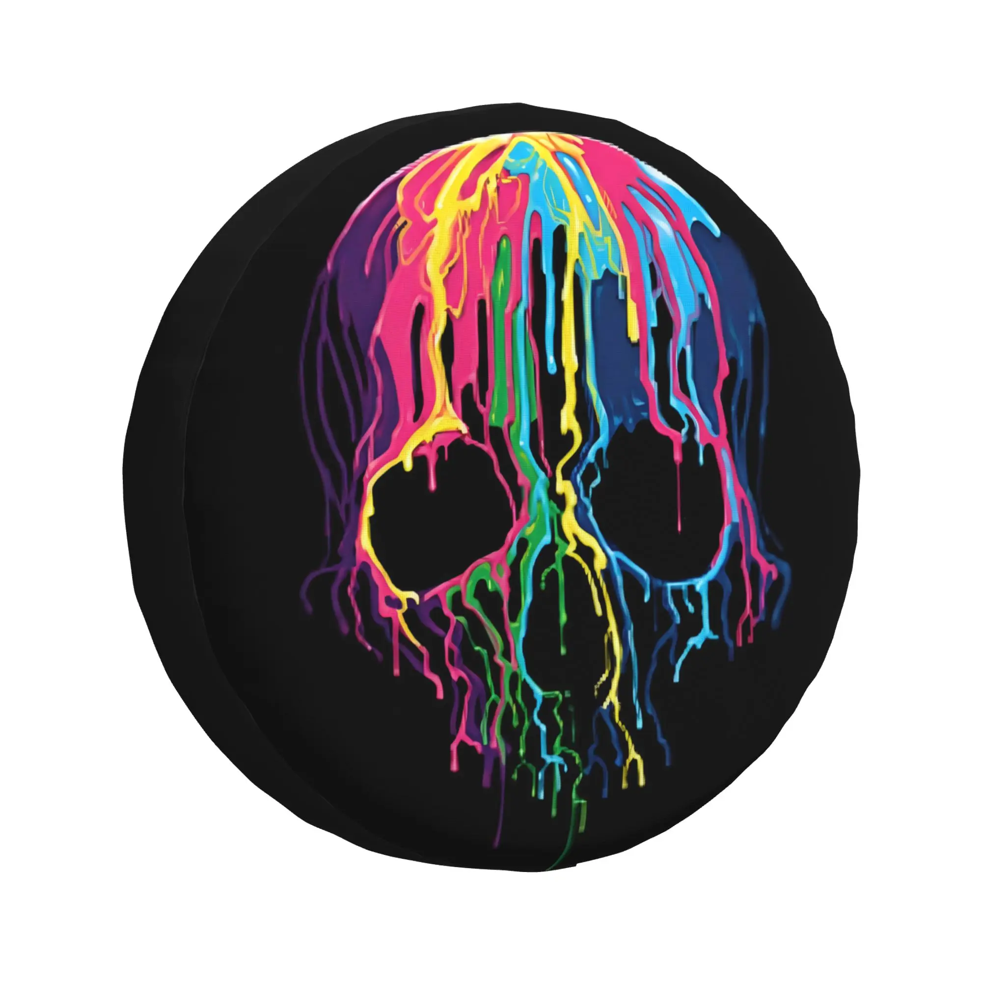 

Colorful Rainbow Skull Pattern Proof Wheel Tire Cover Wheel Cover Accesorios Auto Car Accesorios for Men Women Vehiles 15 Inch