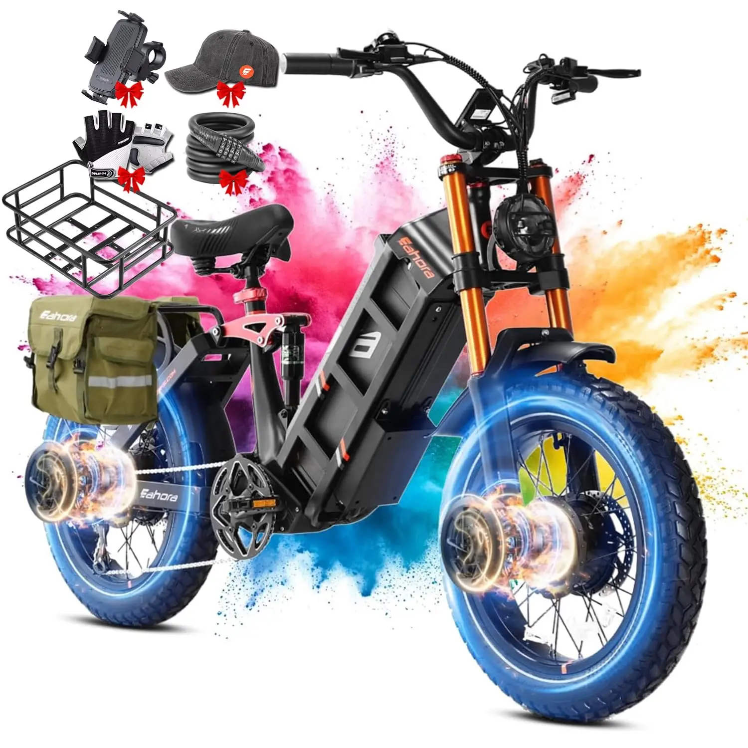Pro 2 EBike - Dual Motor 5400W/1200W 30-43MPH 60V 70Ah 200Mile Long Range Electric Bike for Adults, 20'' Fat Tire image 1