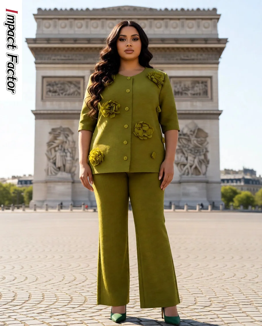 

Miyake Pleated African Loose Suit Fashion Loose Three-dimensional Flower Casual Pants Two-piece Set Women's Clothing