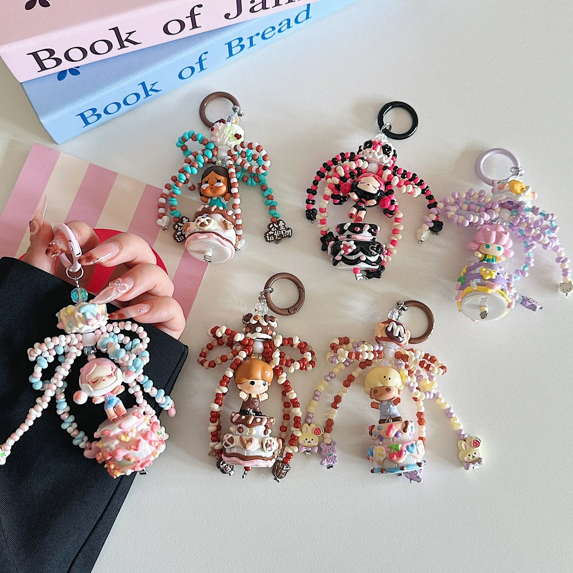 Cute Cartoon Bubble Mart Cake Series Beaded Chain for Phone,Keychain and Bags