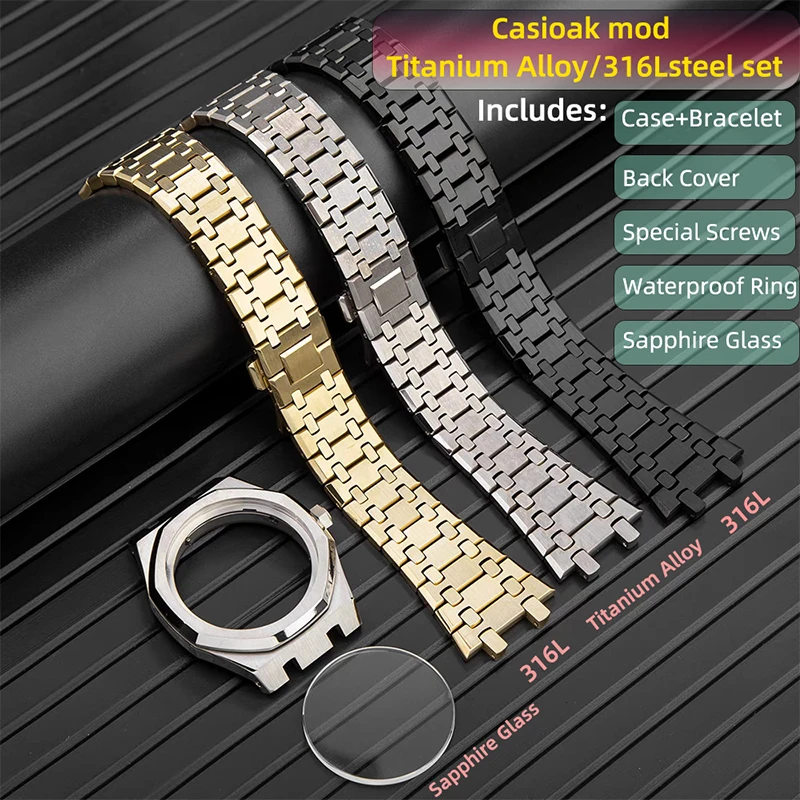 

Ga2100 titanium case strap for CASIOAK ga2100 titanium bezel 316L steel case strap glass ring bottom cover screw GA-2100 mod kit