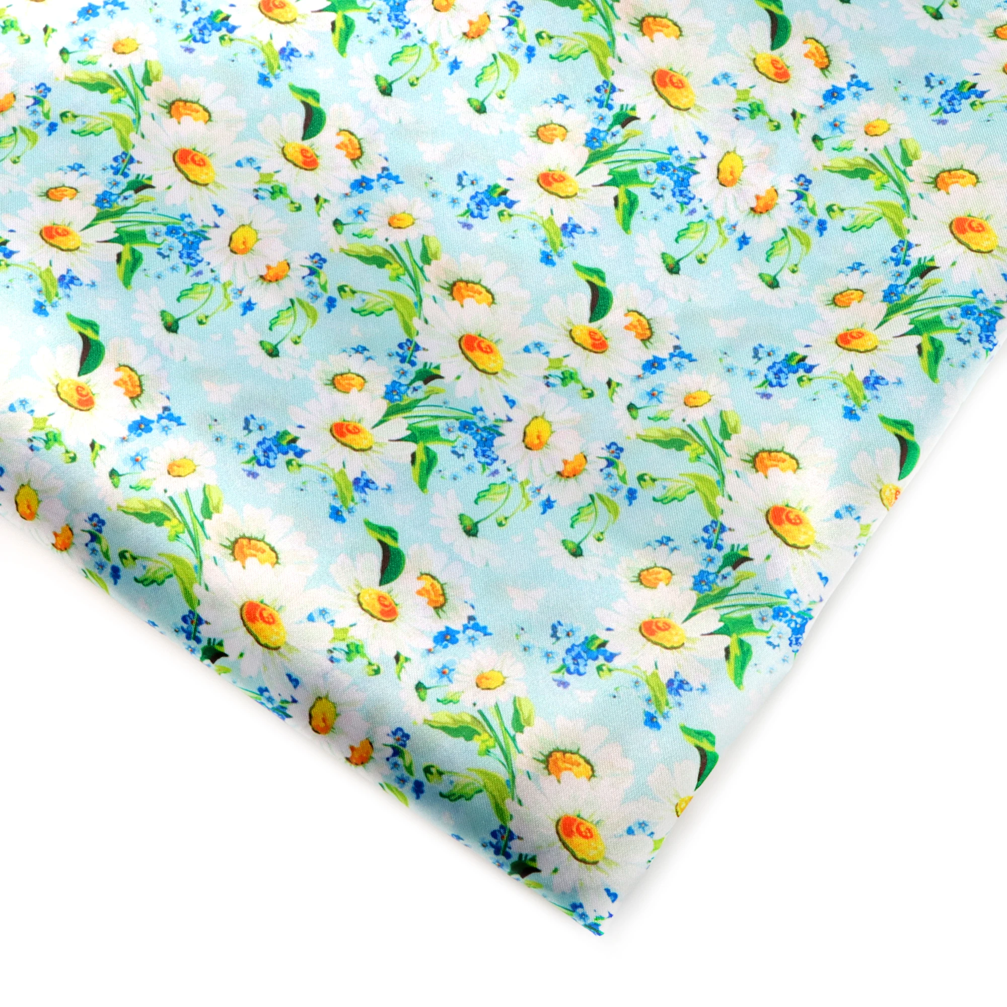 50*145cm Patchwork Blue Flower Polyester Cotton/Pure Cotton Satin Fabric Tissue Sewing Quilting Fabrics Needlework Material DIY