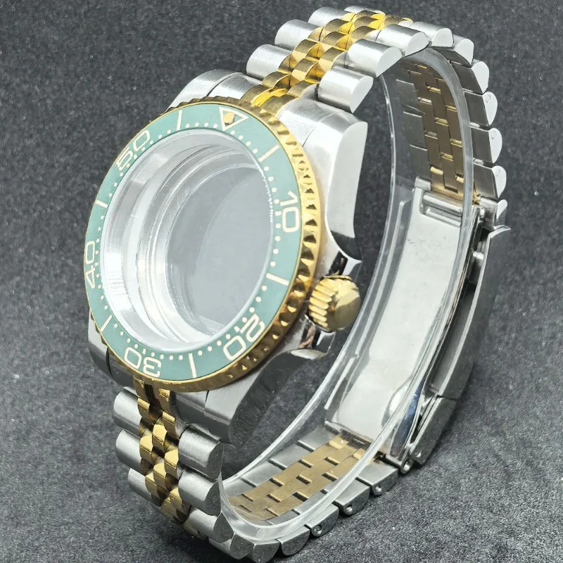 حافظة ميكانيكية من الفولاذ المقاوم للصدأ مقاس 40 مم مع خمسة خرز لحركة NH35 حافظة ذهبية ملحقات تعديل حلقة الحصين #1