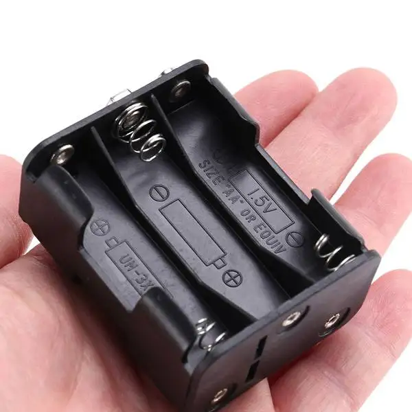 Double Side Spring 6 x 1.5 V AA Battery Holder Case Box Black Battery Container Organizer Box Case