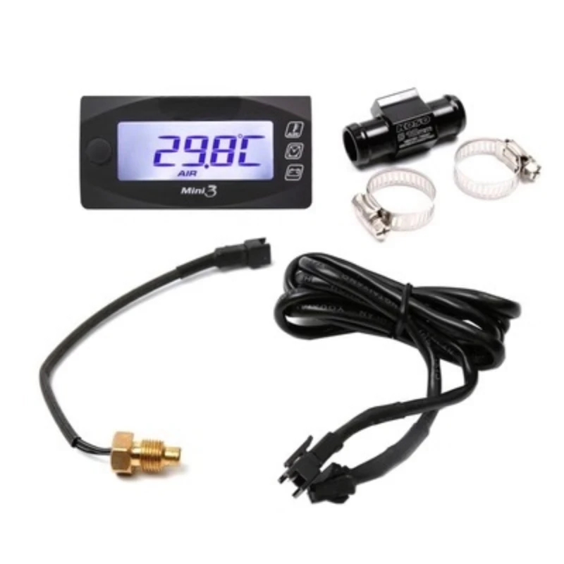 Termómetro de agua multifuncional para motocicleta, voltímetro, horario de pantalla LCD, universal impermeable tres en uno