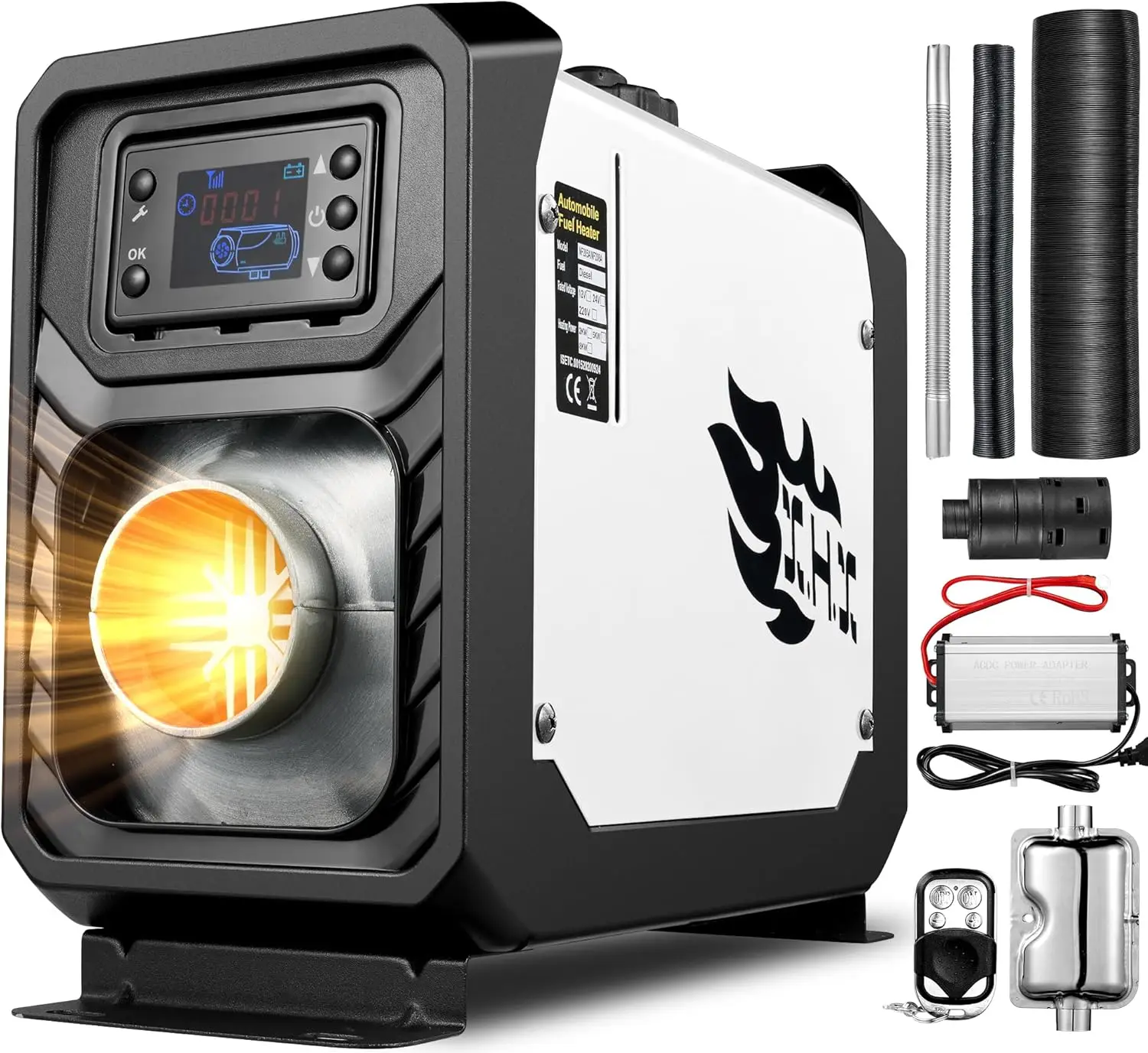 

Портативный воздухонагреватель мощностью 8 кВт, 110 В/12 В с ЖК-дисплеем и пультом дистанционного управления, быстрый малошумный обогрев для палатки, автомобиля, автофургона