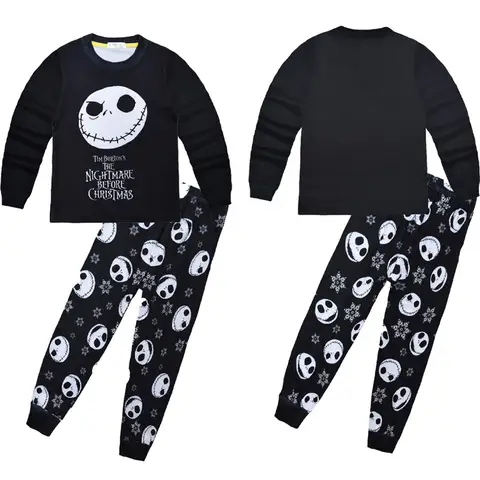 Nightmare Before Christmas Costume for Boys Girls Cosplay Jack Skellington Pajama Set Xmas New Year Pyjamas Home Sleepwear Gifts