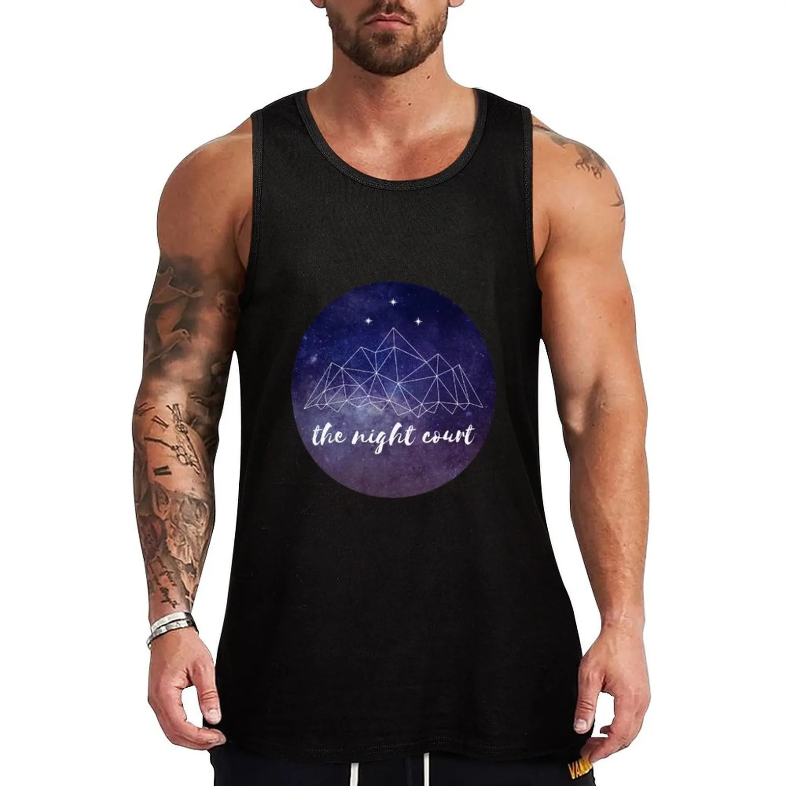 The night court w/ text Tank Top bodybuilding man summer clothes man 2024