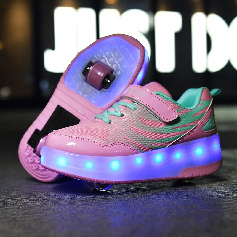 

Invisible Detachable Heelys for Youth: Single/Double-Wheel Rechargeable Light-Up Roller Shoes