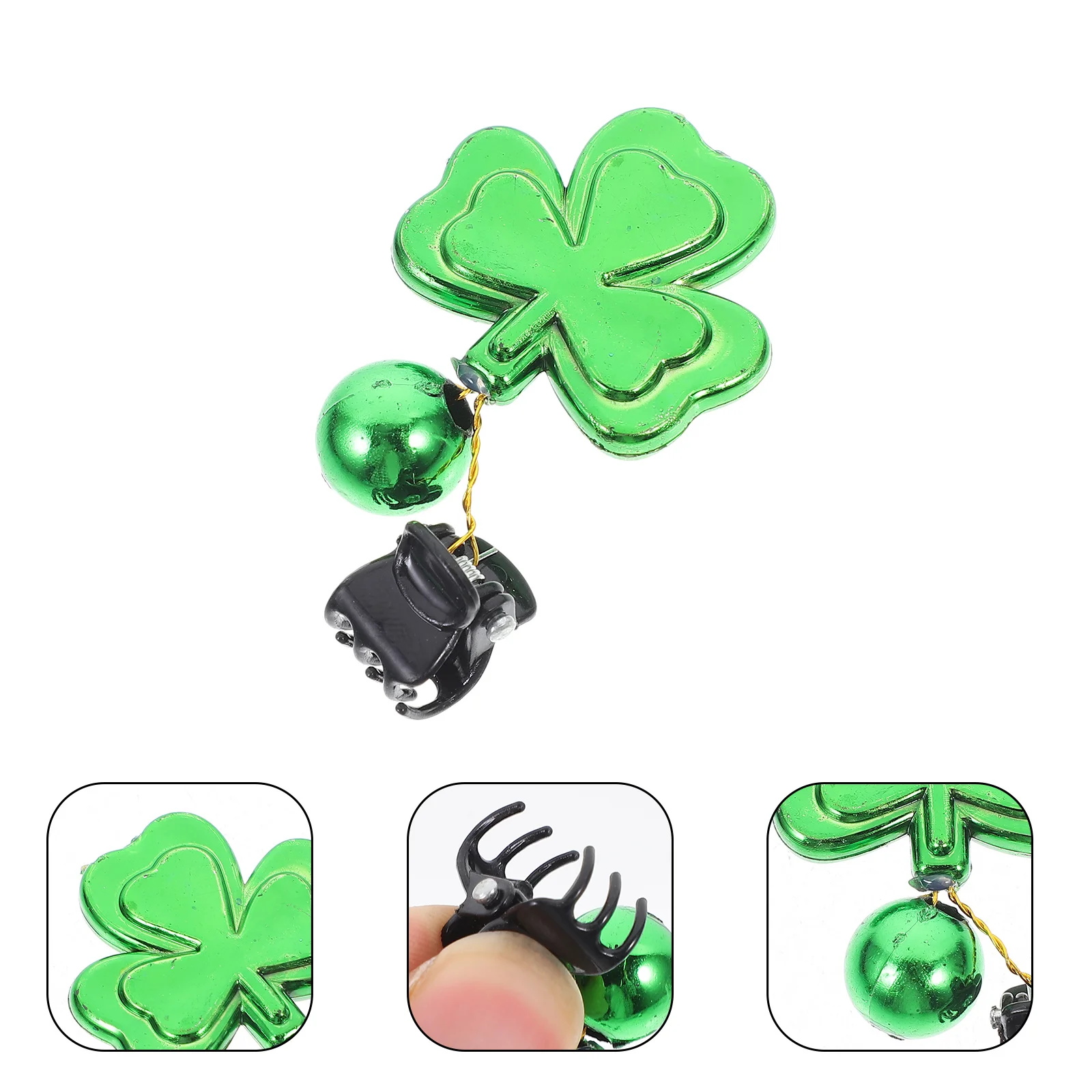 10 Buah Klip Jenggot Berbentuk Semanggi dengan Liontin Mengkilap, Mudah Dipasang, Dekorasi Jenggot untuk Festival Hari St. Patrick, Pesta Natal, Rambut Wajah