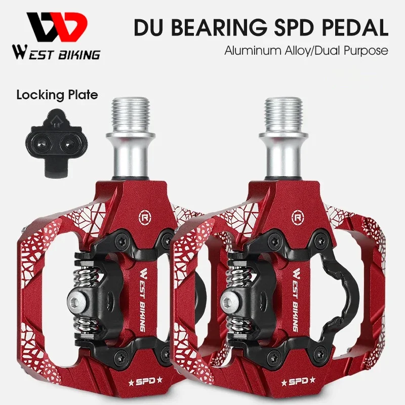 

WEST BIKING Bicycle Lock Pedal 2 In 1 With Free Cleat For SPD System MTB Road Bike Pedals Anti-slip Bearing Cycling Accessories