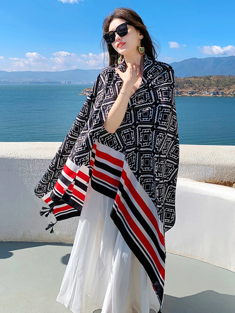 New Summer Chiffon Hijab Elegant Women Silk Scarf Travel Plaid Mujer Shawl Bandana Sarong Beach Wrap Scarve Pareo Bufanda Stoles